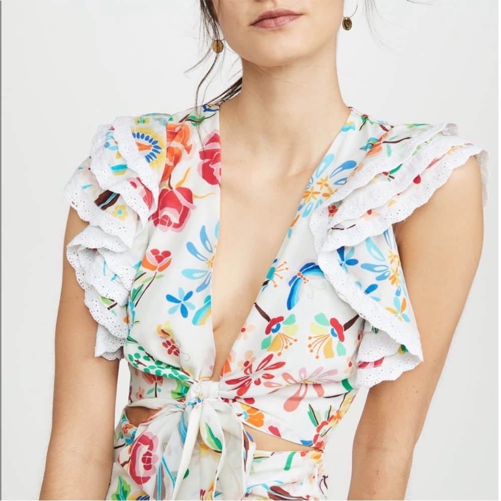 All Things Mochi Silk Floral Tie Crop Top